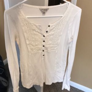 Lucky brand long sleeve waffle knit fitted boho